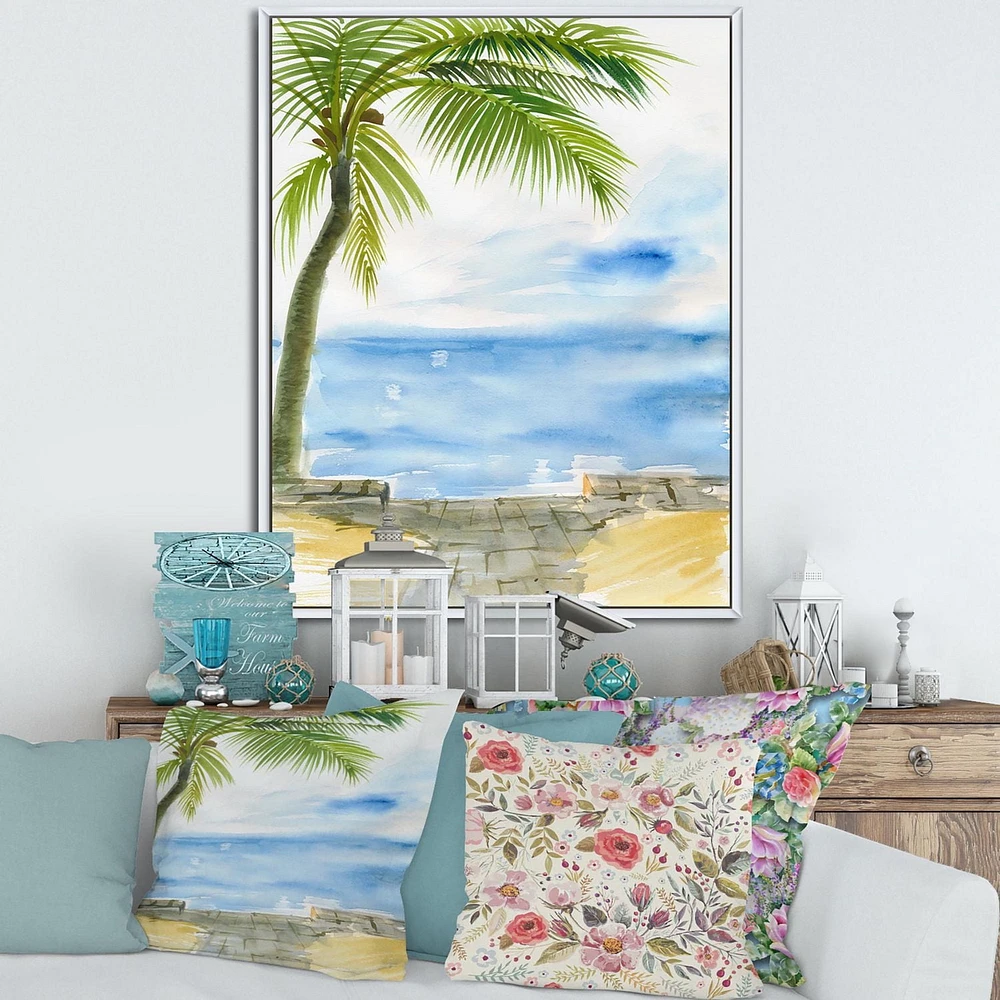 Designart Palm Beach Resort At Dawn II FLOAT FRAME WALL ART