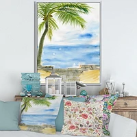 Designart Palm Beach Resort At Dawn II FLOAT FRAME WALL ART