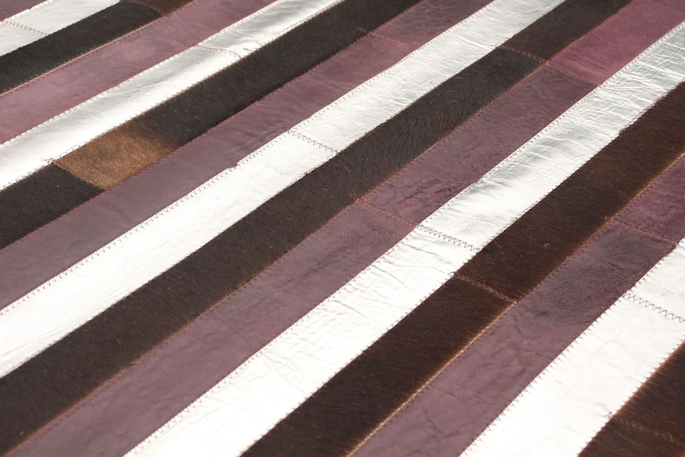 ECARPETGALLERY 3'11" x 6'0" Contemporary Cowhide Patchwork Handmade Area Rug for Living Room, Dining Room and Bedroom in Brown