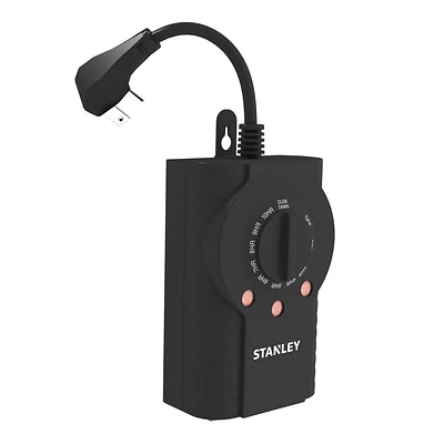 Minuteur mécanique double de luxe LightTimer de Stanley à 2 prises avec photosensibilité Stanley