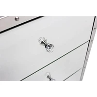 Neyri Mirrored Nightstand, Mirrored Nightstand, Bedroom Nightstand, MDF Nightstand, Mirrored Bedside Table, Silver Nightstand, Three Drawer Nightstand with Clear Knobs
