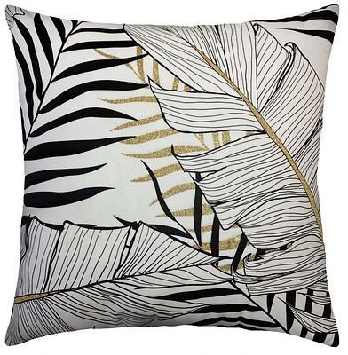 hometrends Coussin Décoratif Palmier en Feuille d'Or