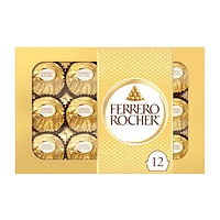 FERRERO ROCHER® Fine Hazelnut Milk Chocolate Gift Box, 12 Individually Wrapped Chocolates, 150g