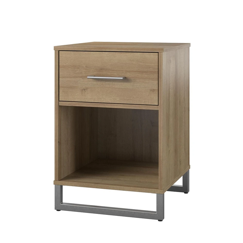 Nightstand with 1 Drawer, Distressed Gray Oak