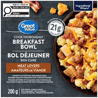 Great Value Meat Lovers Breakfast Bowl, 200 g