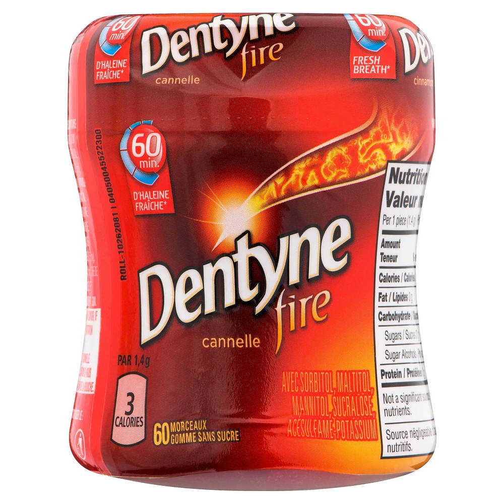 Dentyne Fire Cinnamon, Sugar Free Gum, 1 bottle (60 pieces), 60 count