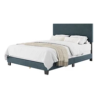Cadre de lit queen-size rembourré moderne CorLiving Celeste pour adulte avec tête de lit, sommier requis