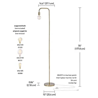 Lampe sur pied en métal de 70 po, collection Holden par Globe Electric, interrupteur marche/arrêt en ligne, 67067