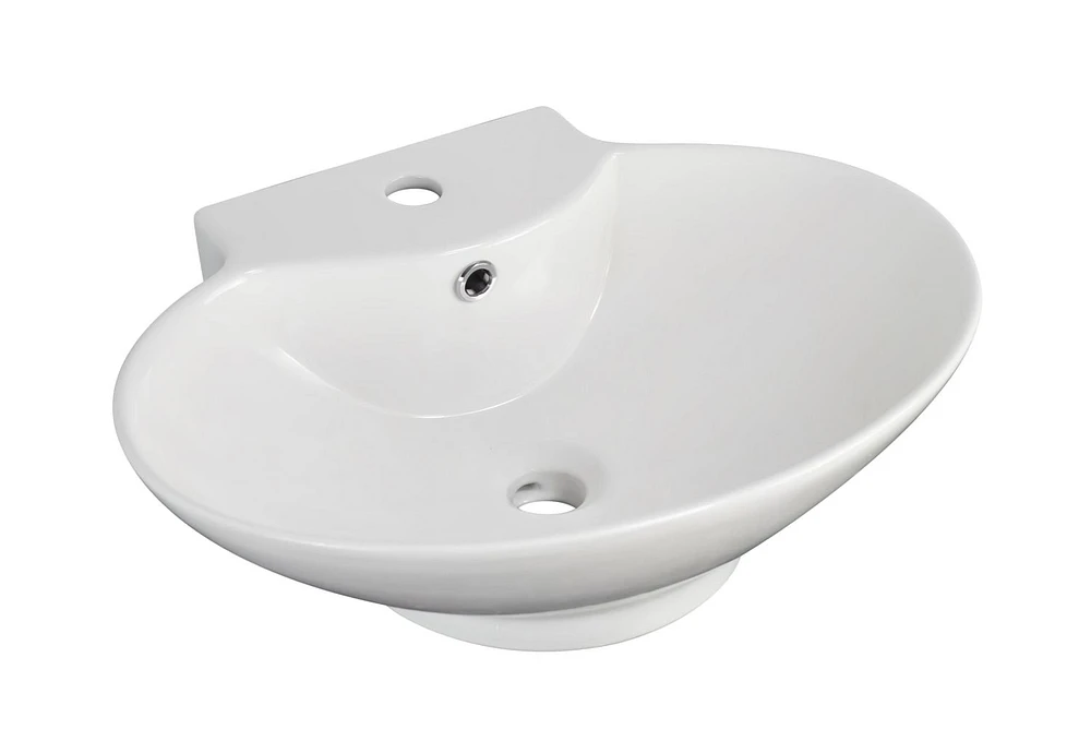 American Imaginations -in. W Above Counter White Bathroom Vessel Sink Set For 1 Hole Center Faucet AI