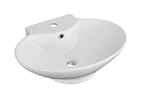 American Imaginations -in. W Above Counter White Bathroom Vessel Sink Set For 1 Hole Center Faucet AI