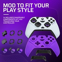 Victrix Gambit World's Fastest Licensed Xbox Controller for Xbox One, Series X|S – PC Compatible - Elite Esports Design with Custom Paddles, Swappable Pro Thumbsticks & White / Purple Faceplates