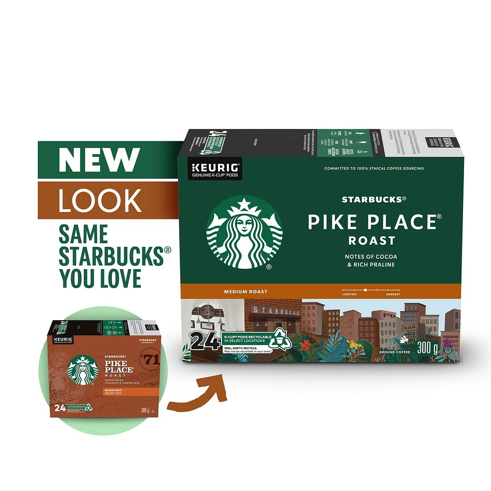 Starbucks® Pike Place® Roast Medium Roast Ground Coffee K-Cup® Pods 24 ct Box, 24 EA