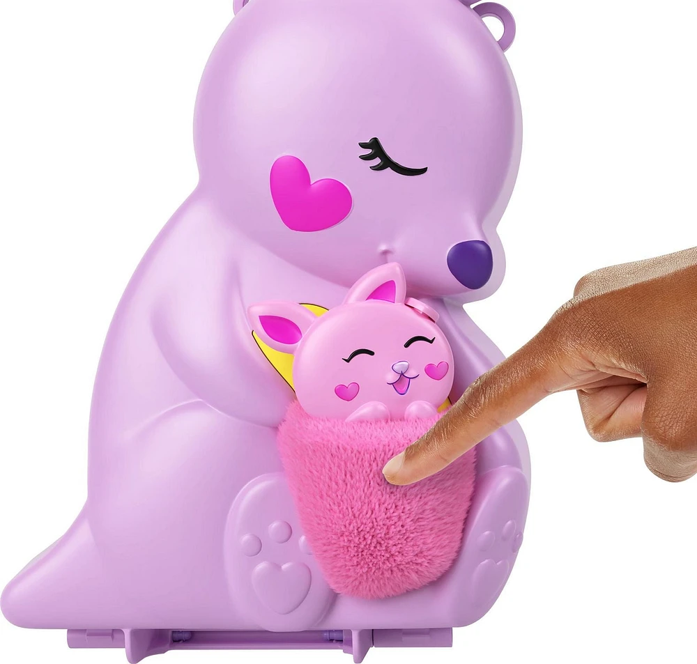 Polly Pocket Mama and Joey Kangaroo Purse Compact Playset with 2 Micro Dolls and Accessories