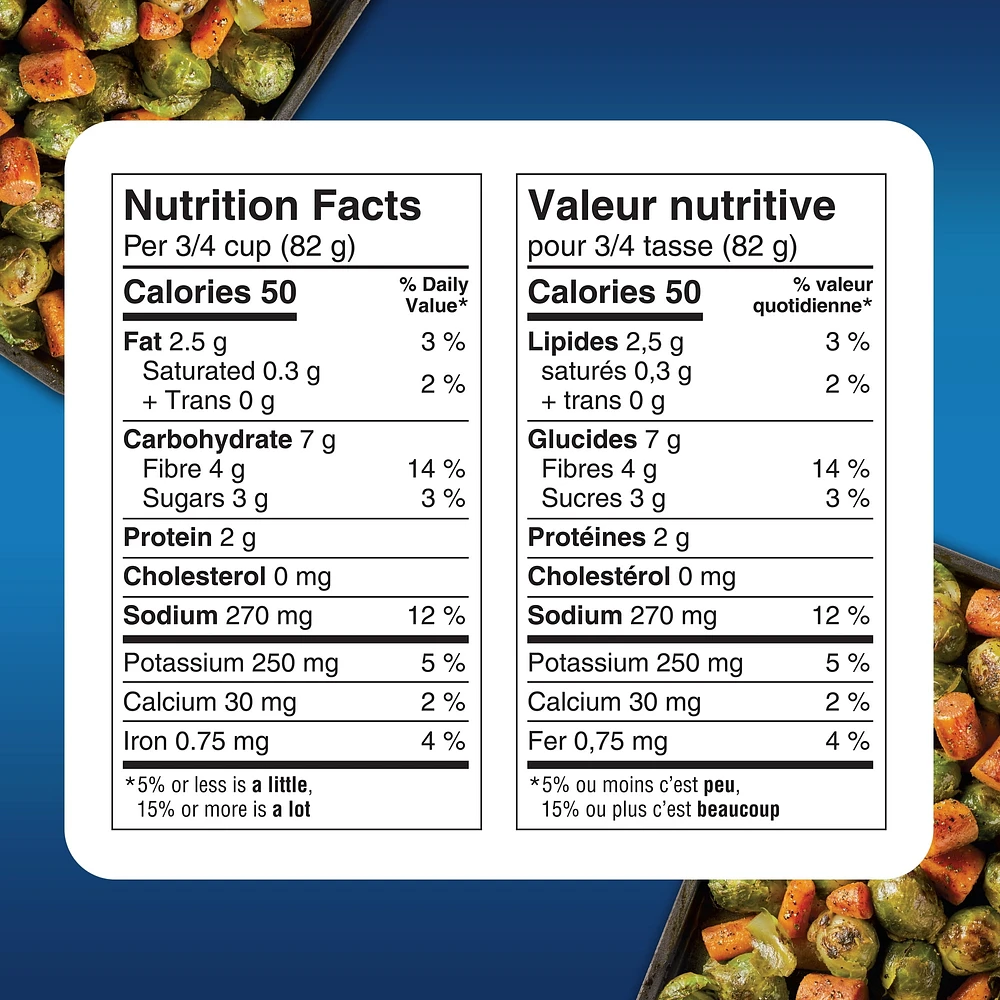 Swanson Oven Roasters Seasoned Brussels Sprouts & Carrots: frozen mixed vegetables seasoned with Sea Salt, Black Pepper & Herbs, 425 g