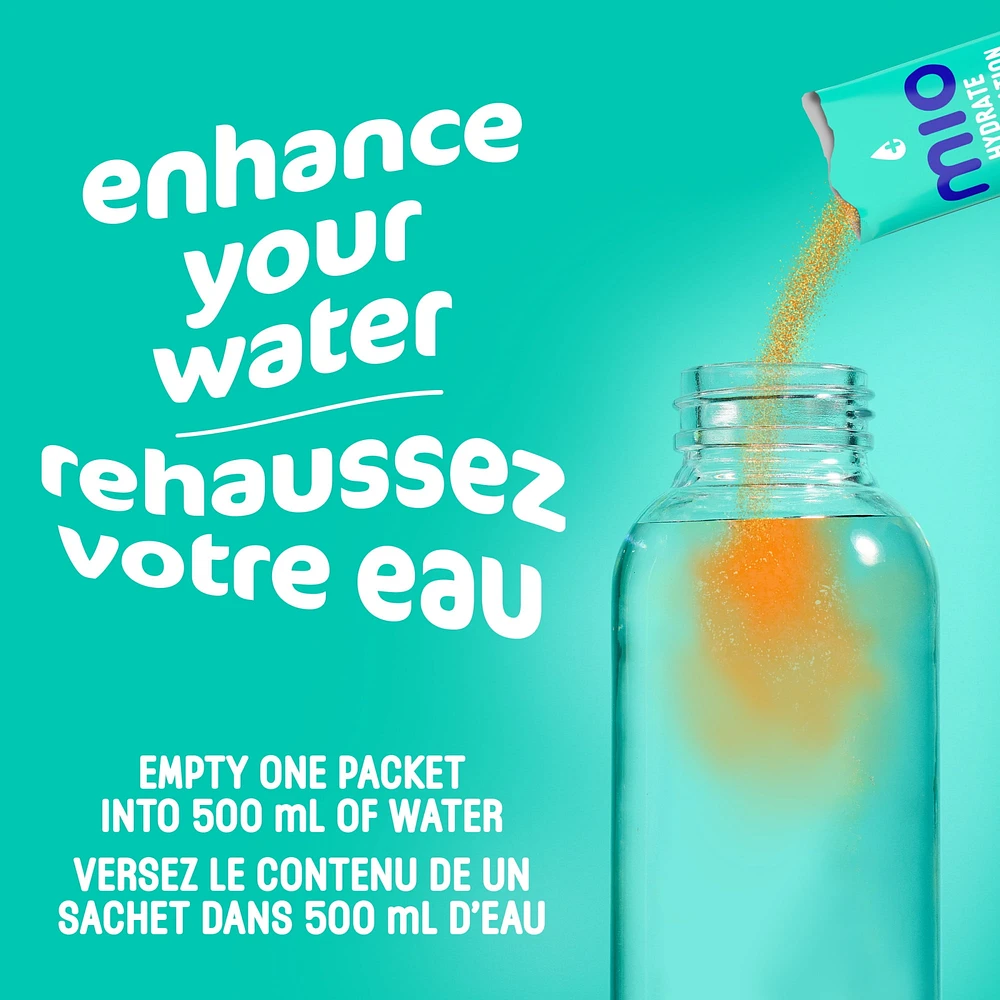 Hydrate Aromatisant D'Eau Liquide Orange Avec Électrolytes, 5 G Paquets, 10 Ct Boîte Mio hydrater orange 3.8G X 10