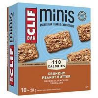 CLIF BAR, Mini Crunchy Peanut Butter Energy Bar, 70% Organic Ingredients, No Artificial Flavours, 28 g (Pack of 10)