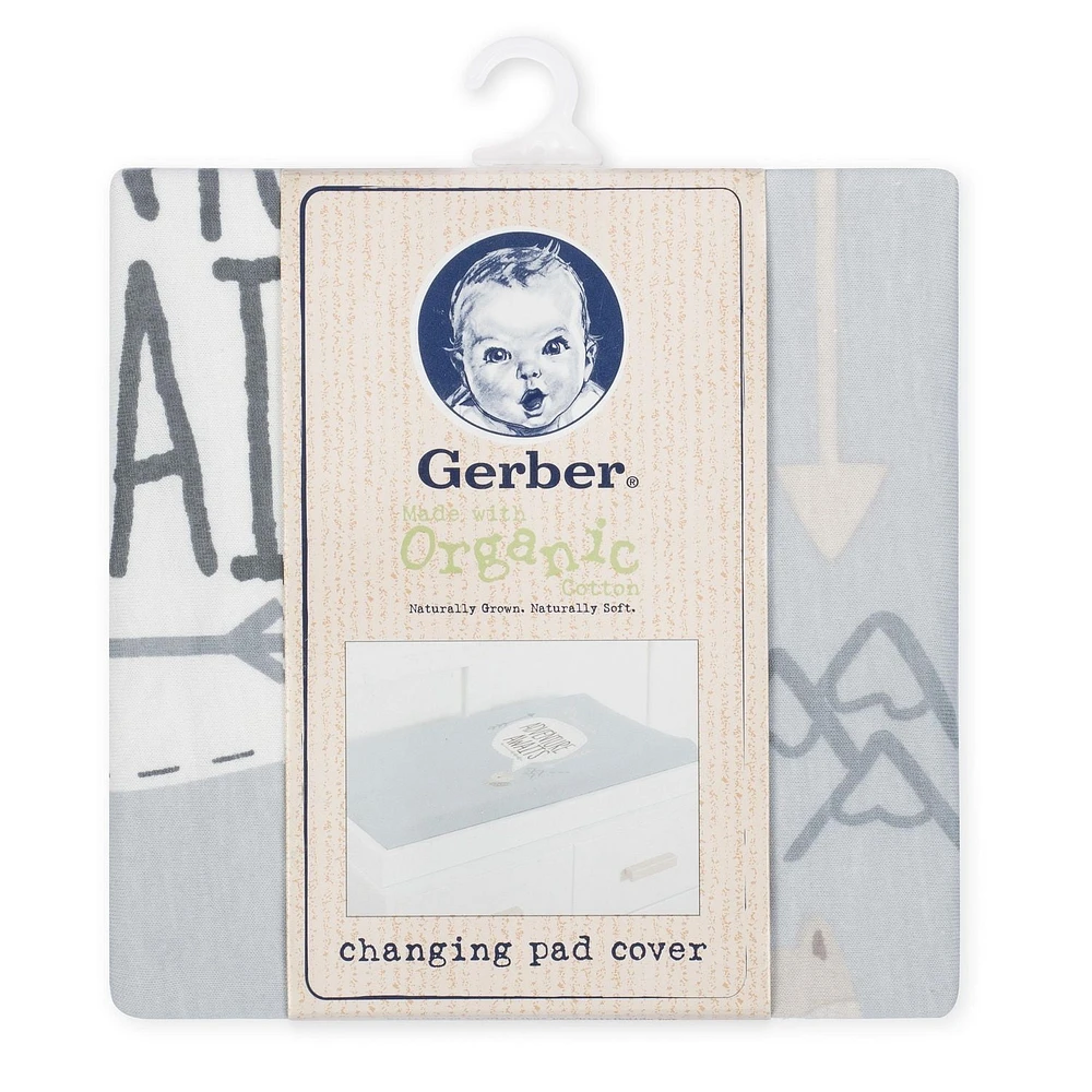 Couverture de matelas à langer biologique de Gerber, l'aventure vous attend Taille : 32 po. X 16 po.