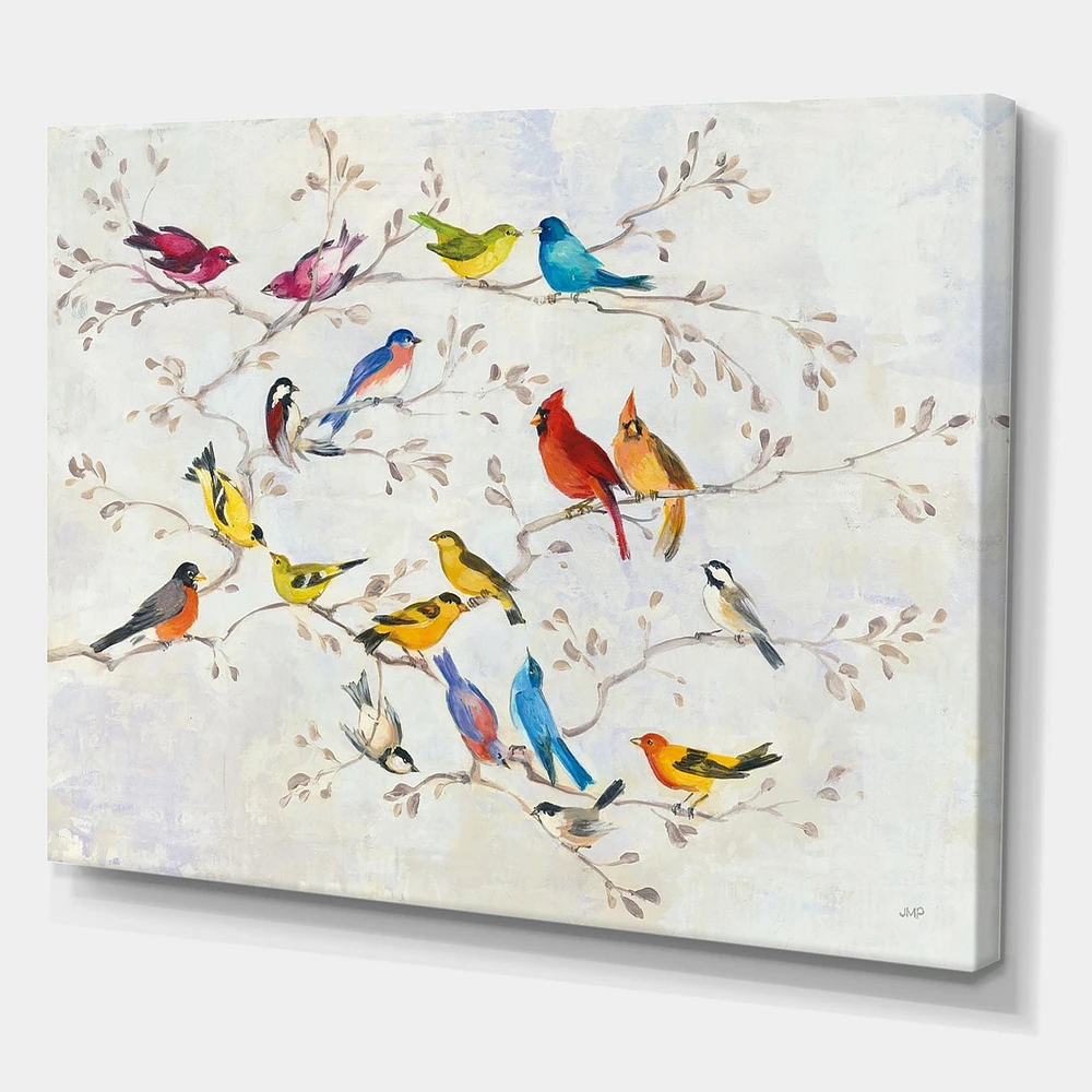Designart Oiseau multicolore sur l'arbre Art mural sur toile