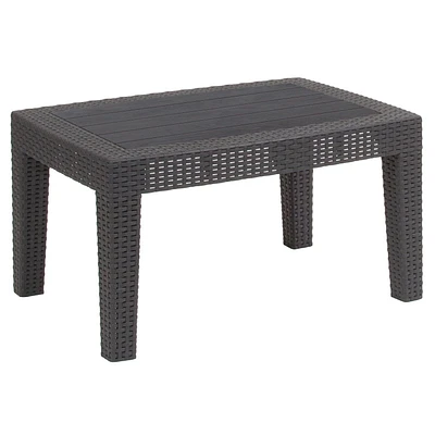 Light Gray Faux Rattan Coffee Table