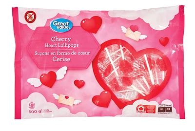 Great Value Cherry Heart Lollipops