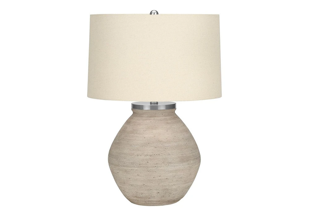 Monarch Specialties  Luminaire, 25"h, Lampe De Table, Béton Crémeux, Tons Beige., Contemporain