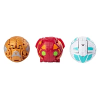 Bakugan, Starter Pack 3 personnages, Pyrus Fangzor, Créatures transformables à collectionner, à partir de 6 ans