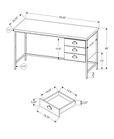 Monarch Specialties Bureau, Bureau À Domicile, Ordinateur Portable, Tiroirs De Rangement, 55"l, Travail, Métal, Stratifié, Noir, Contemporain, Moderne