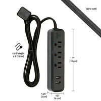 Rallonge multiprise protectrice de surtension USB Serie Designer de Global Electric à 3 prises de 6 pi