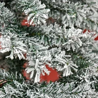 Homcom 2,1 m neige artificielle floqué sapin de Noël sapin de Noël maison de vacances décoration d'intérieur pour fête avec pieds pliables, vert