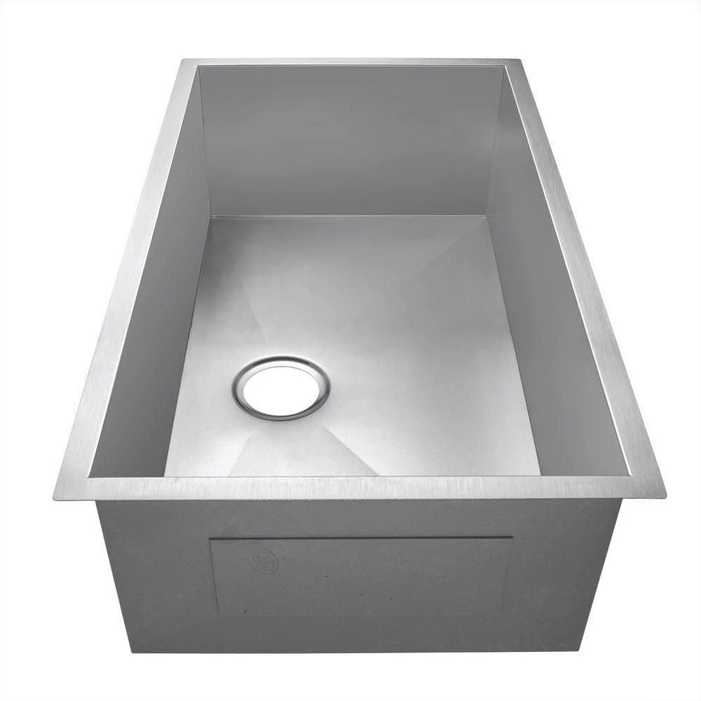 American Imaginations AI- 27 pouces Évier à lessive en nickel brossé approuvé par W CUPC avec finition en nickel brossé et calibre 18