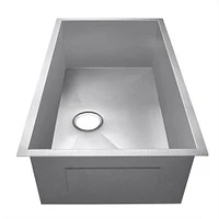 American Imaginations AI- 27 pouces Évier à lessive en nickel brossé approuvé par W CUPC avec finition en nickel brossé et calibre 18