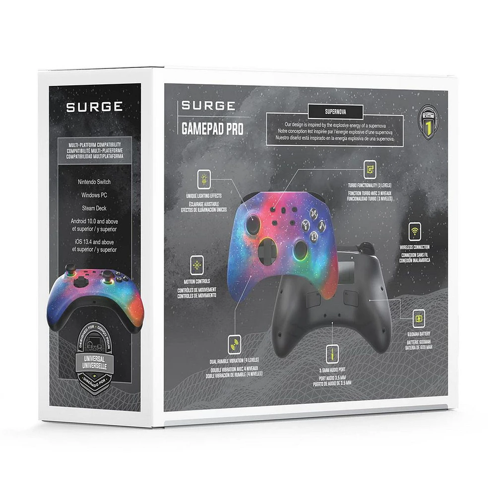 Surge Wireless Pro Controller for Nintendo Switch, Windows PC, Steam Deck, Android & iOS - Supernova Edition