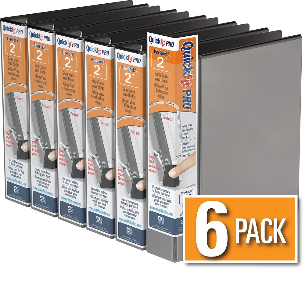 QuickFit Anneaux en D Pin-Lock, 2 po, à déclencheur unique, verrouillables, prévenant l'écartement paquet de 6