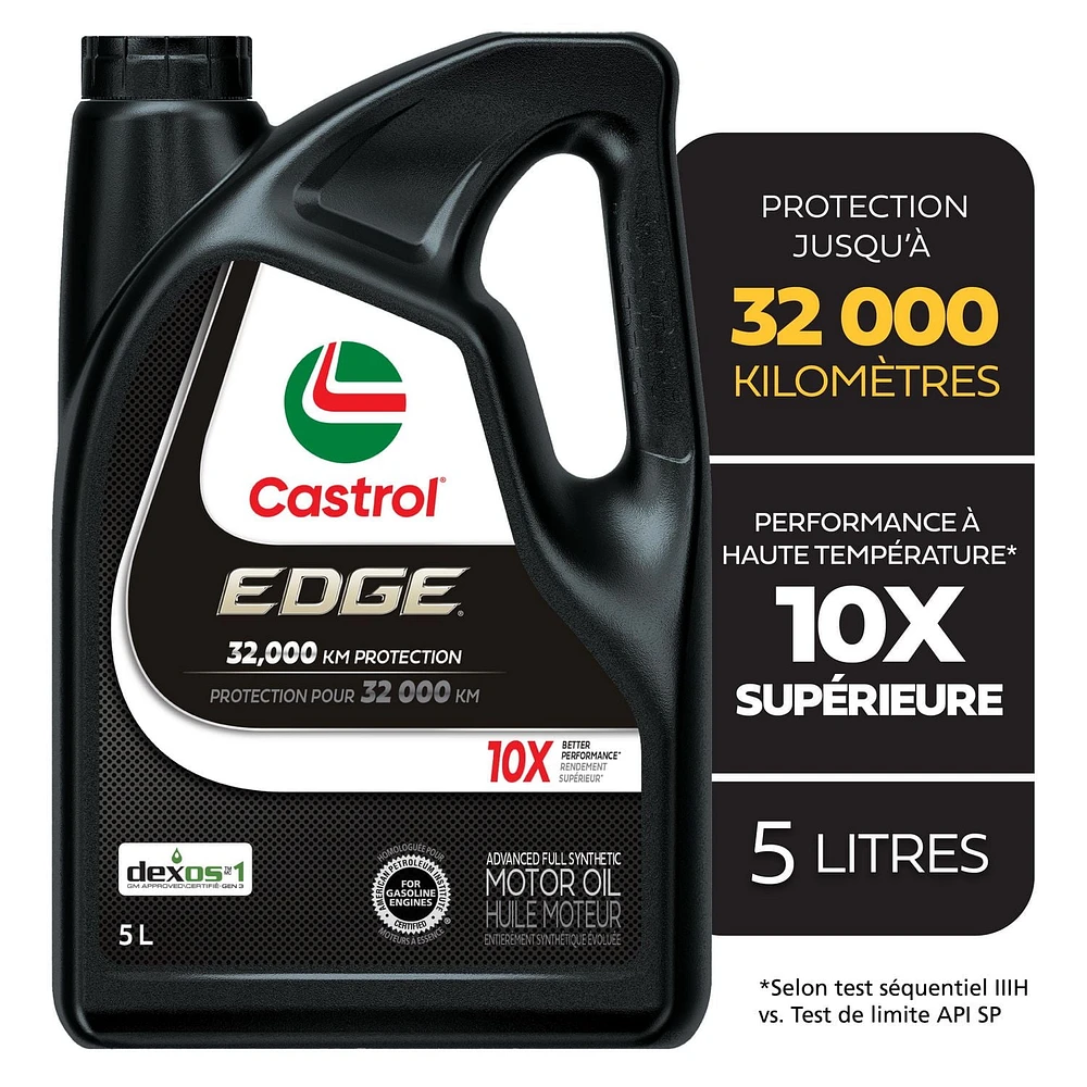 Huile Castrol EDGE 10W30 entièrement synthétique, 3 bidons de 5 L