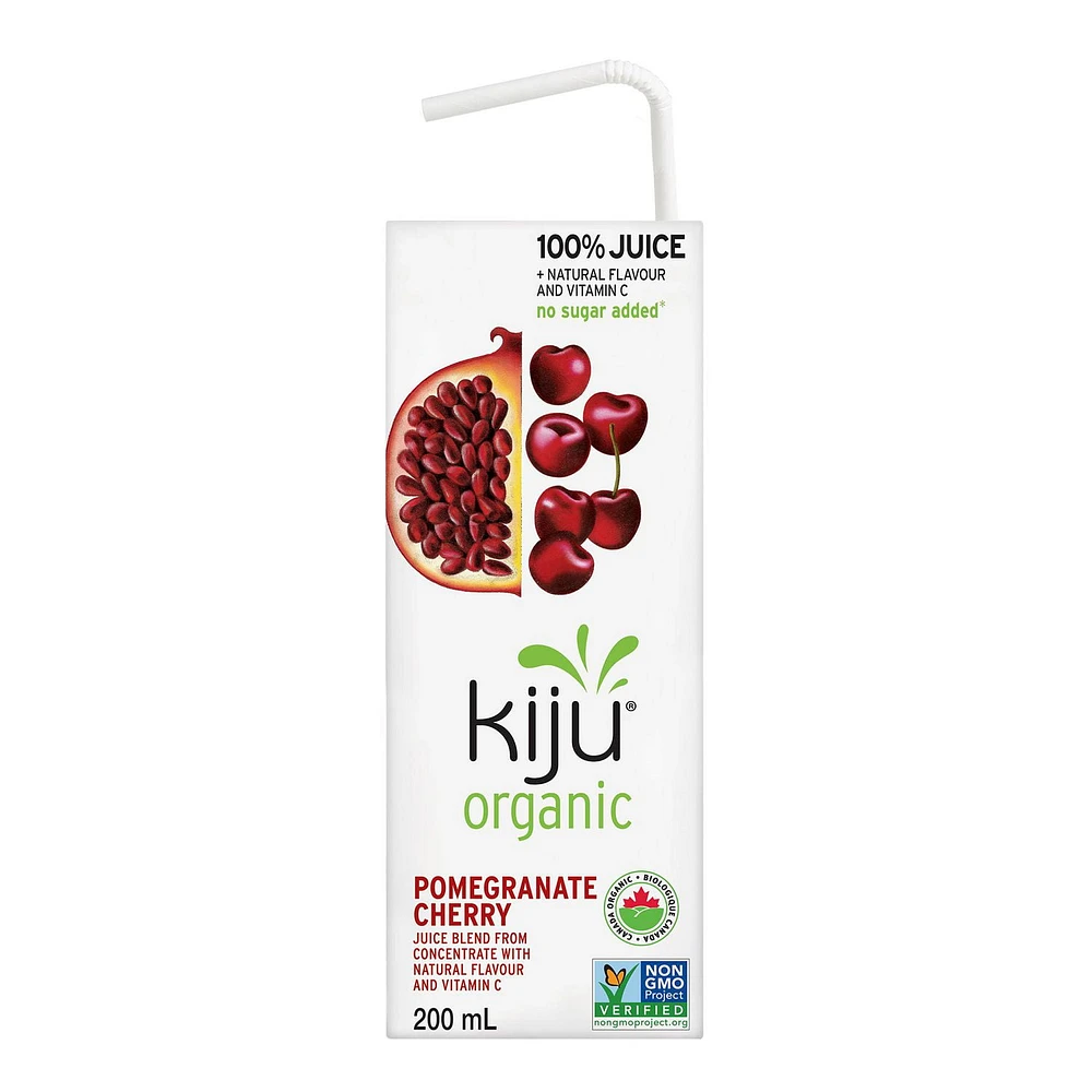 Kiju Organic Pomegranate Cherry Fruit Juice Boxes, 4 x 200 ML