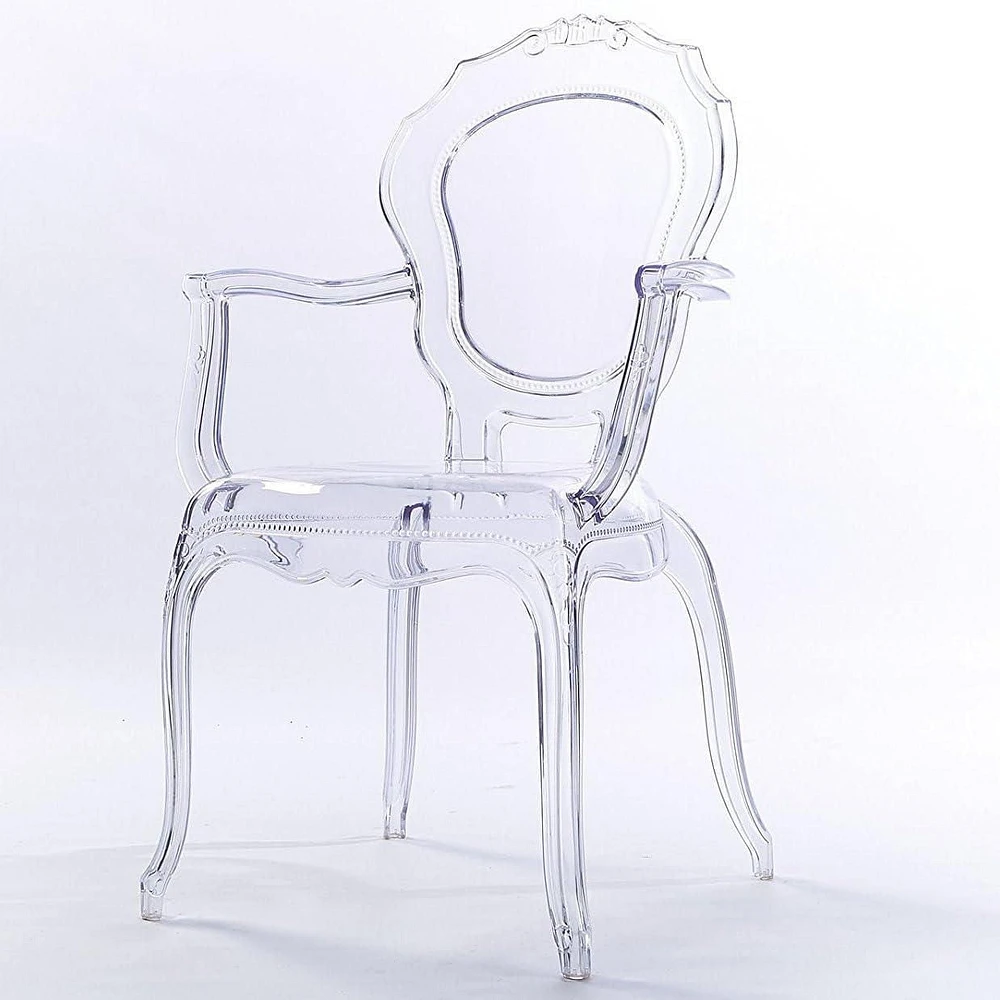 Heavenly Collection Clear Plastic Arm Chair Set of 6