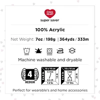 Red Heart® Super Saver® Yarn, Solid, Acrylic #4 Medium, 7oz/198g, 364 Yards, Durable yarn