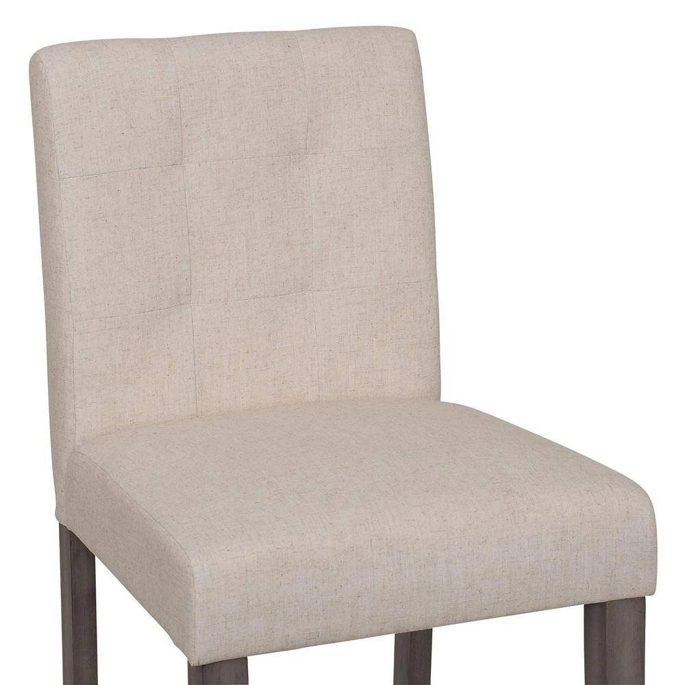 Tabourets de bar rembourrés en tissu CorLiving Leila avec pieds en bois - Tabouret de bar avec dossier capitonné, chaise de bar haute parfaite pour la cuisine ou le bar