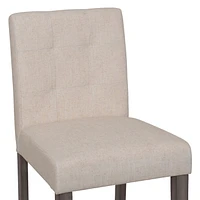 Tabourets de bar rembourrés en tissu CorLiving Leila avec pieds en bois - Tabouret de bar avec dossier capitonné, chaise de bar haute parfaite pour la cuisine ou le bar
