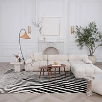 Rug Branch Domus Zebra Print Indoor Area Rug, Cream Black, Modern - Living Room, Bedroom, Dining Room, and Kitchen