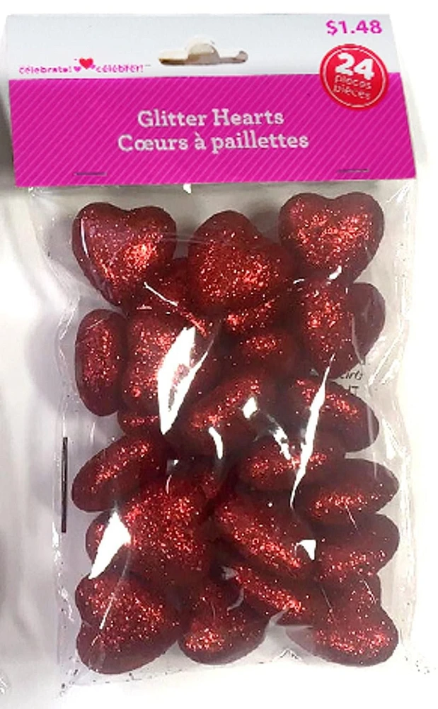 Way to Celebrate 24 Count Foam Hearts, Red