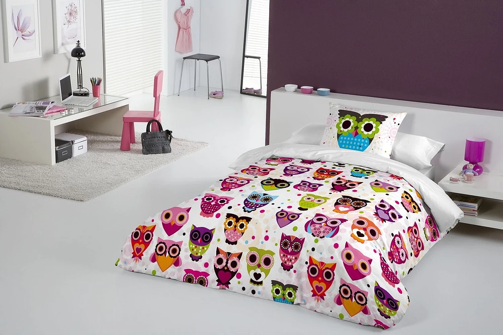 Ensemble housse de couette Owls de Gouchee Design pour lit simple