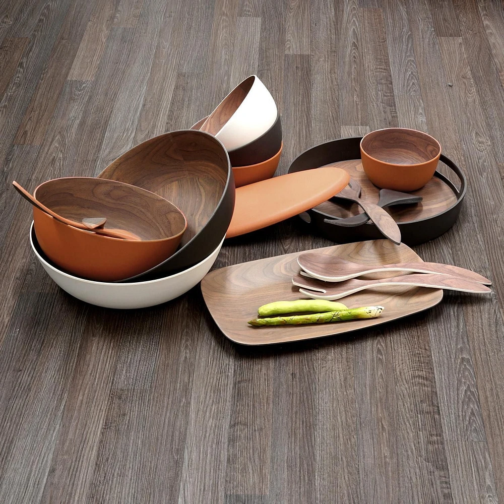 Bamboo Walnut Brick Oval Plate, 31 cm
