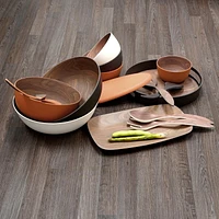 Bamboo Walnut Brick Oval Plate, 31 cm