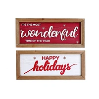 Framed Wood Sign With 3D Text (English) (Asstd) - Set of 2