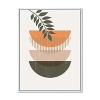 Designart Soleil géométrique abstrait et lune avec feuille II ART MURAL À CADRE FLOTTÉ