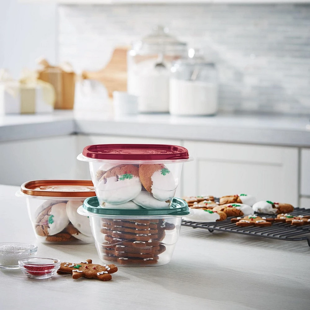Rubbermaid TakeAlongs serving bowl-shaped Food Storage Containers, 15.7 Cup (3.7 L), Rhubarb, 2 Count, 2 Count