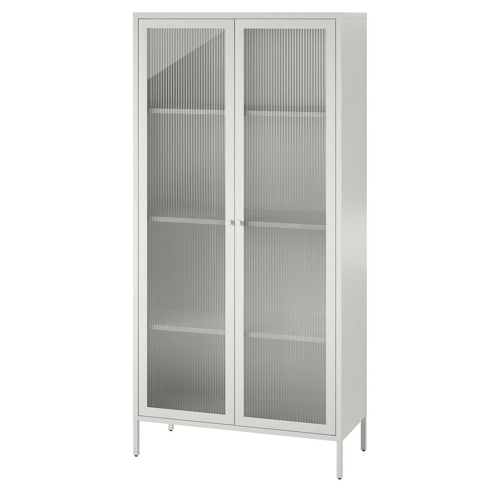 Systembuild Evolution Ashbury Heights Tall 2 Door Storage Cabinet-Fluted Glass Metal Locker, Black