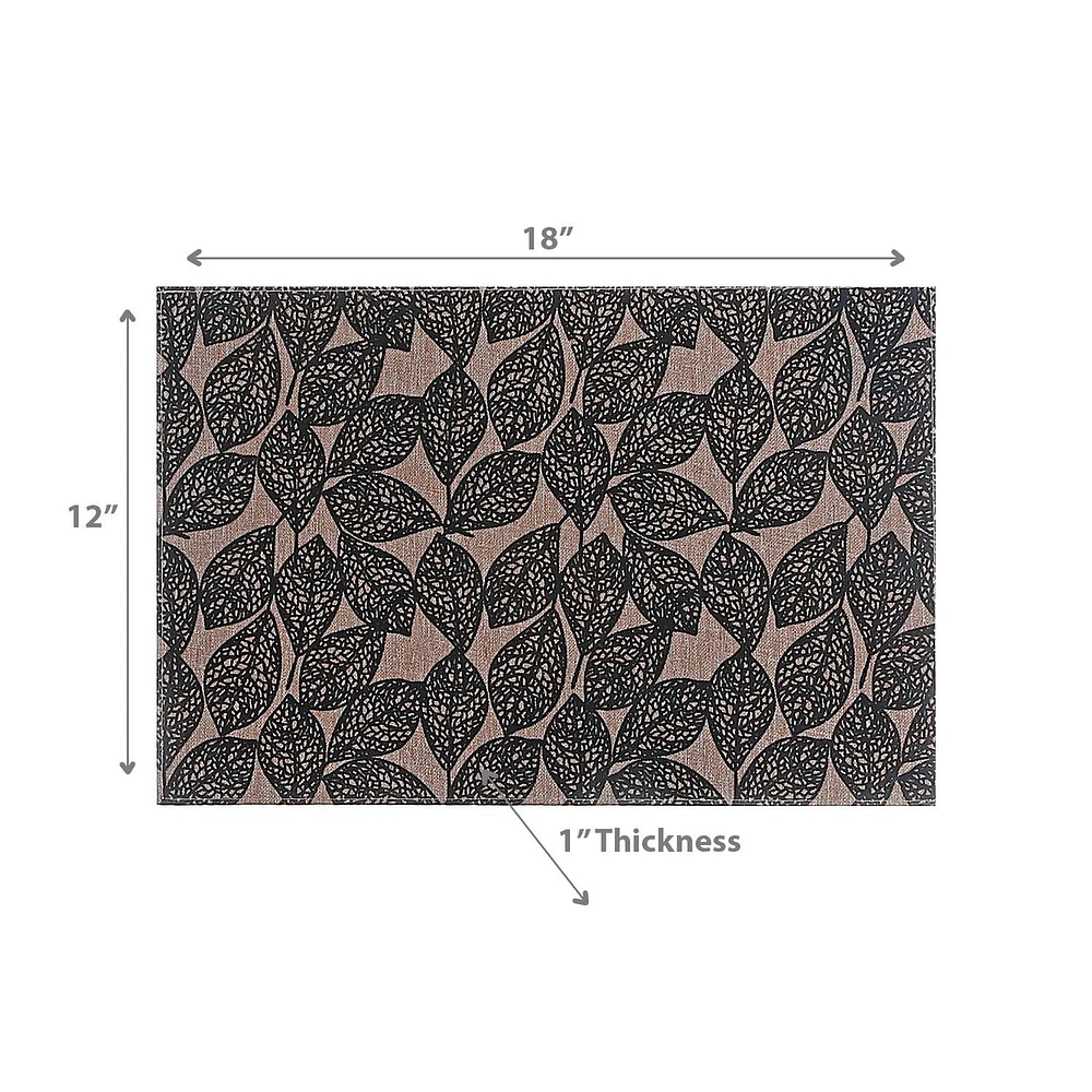 Set De Table Imprimé En Poly-Lin Leave Noir - Lot De 12