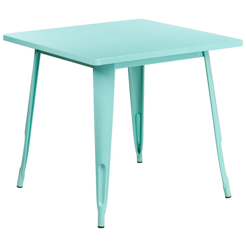 31.5'' Square Black Metal Indoor-Outdoor Table